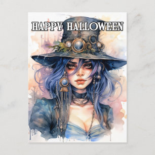 Carte Postale Illustration Salem Witch   Bonne Halloween