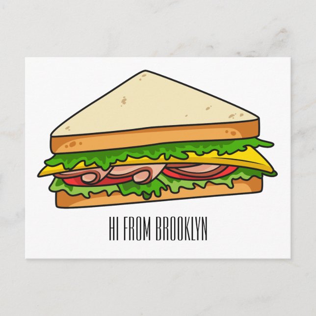 Carte Postale Illustration Sandwich (Devant)