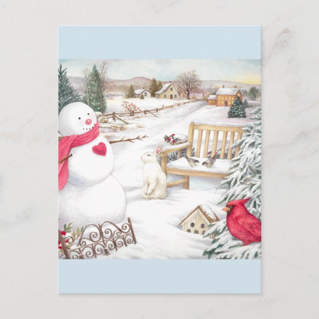 Carte Postale Illustration Snowmen Winter Wonderland (Devant)