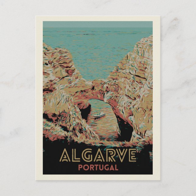Carte Postale Illustration Sunny Algarve Coast View, Portugal (Devant)