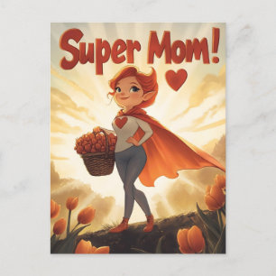 Carte Postale Illustration Super Mom