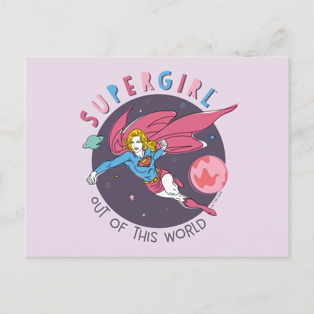 Carte Postale Illustration Supergirl volant vers le haut (Devant)