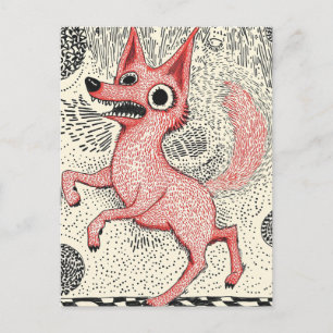 Carte Postale Illustration surréaliste du renard rouge - Art ind