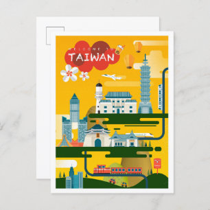 Carte Postale Illustration Taïwan Art Travel