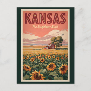 Carte Postale Illustration Touristique Art Vintage Tournesols du