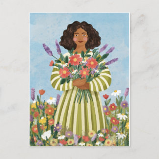 Carte Postale illustration vectorielle d'une belle jeune femme