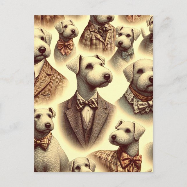 Carte Postale Illustration vintage Bedlington Terrier (Devant)