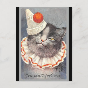 Carte Postale Illustration vintage Cat Clown