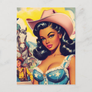 Carte Postale Illustration vintage Country Girl