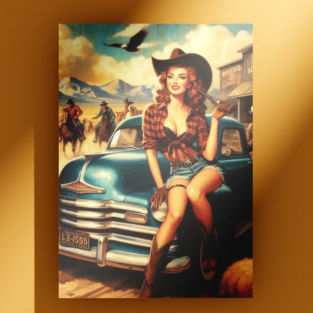 Carte Postale Illustration vintage Country Girl (Créateur téléchargé)