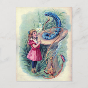 Carte Postale Illustration vintage d'Alice au pays des merveille