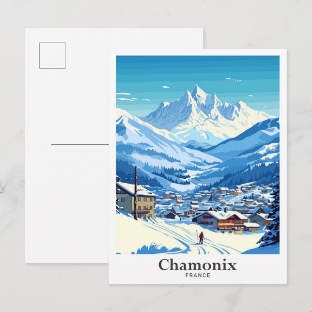 Carte Postale Illustration Vintage d'Art Voyage de Chamonix Fran (Devant / Derrière)