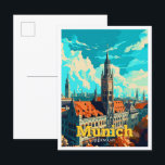Carte Postale Illustration Vintage d'Art Voyage de Munich Allema<br><div class="desc">Illustration Vintage d'Art Voyage de Munich Allemagne</div>