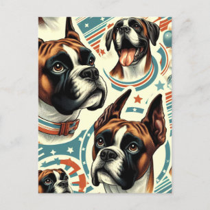 Carte Postale Illustration vintage de chien de boxe sans soudure