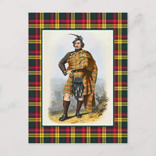 Carte Postale Illustration vintage de Clan Buchanan avec cadre e
