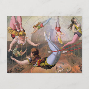 Carte Postale Illustration Vintage de Girl Trapeze Artistes