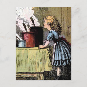 Carte Postale Illustration vintage de Goldilocks trouve la nourr