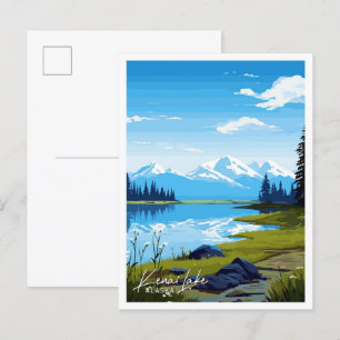 Carte Postale Illustration Vintage de Kenai Lake Alaska Art Trav