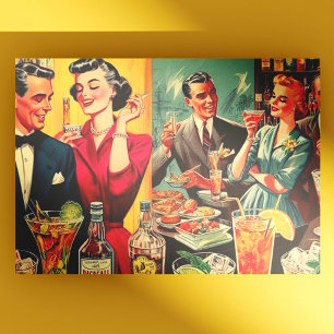 Carte Postale Illustration Vintage de la barre rétro