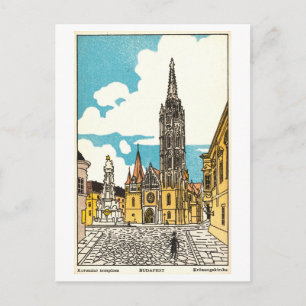 Carte Postale Illustration vintage de la Krönungskirche à Budape
