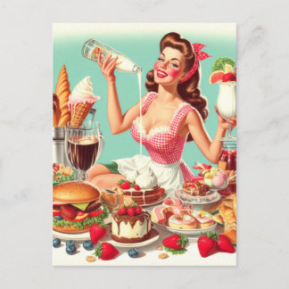 Carte Postale Illustration vintage de l'alimentation