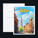 Carte Postale Illustration Vintage de Lille France Travel Art<br><div class="desc">Illustration Vintage de Lille France Travel Art</div>