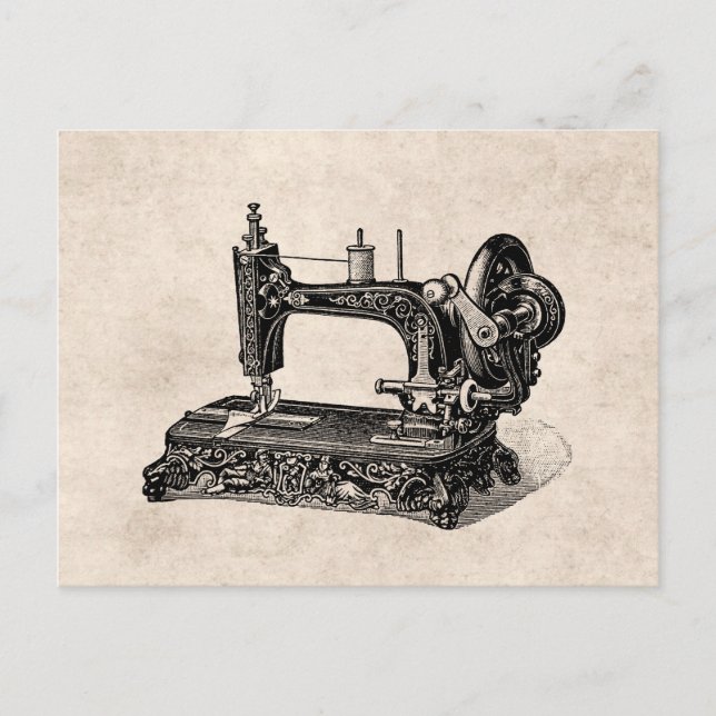 Carte Postale Illustration vintage de machine à coudre de 1800s (Devant)