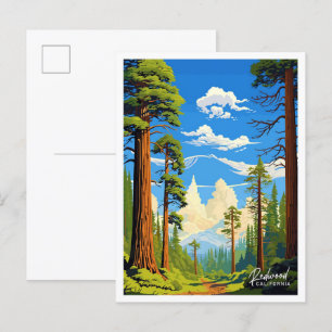 Carte Postale Illustration Vintage de Redwood California Art Tra