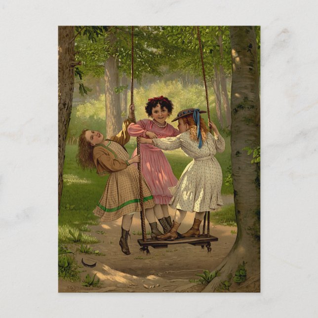 Carte Postale Illustration Vintage de Trois Tomboys (Devant)