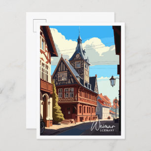 Carte Postale Illustration Vintage de voyage de Weimar Allemagne