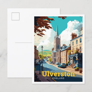 Carte Postale Illustration Vintage de voyage Ulverston England