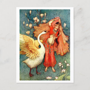 Carte Postale Illustration vintage de Warwick Goble Swan Maiden