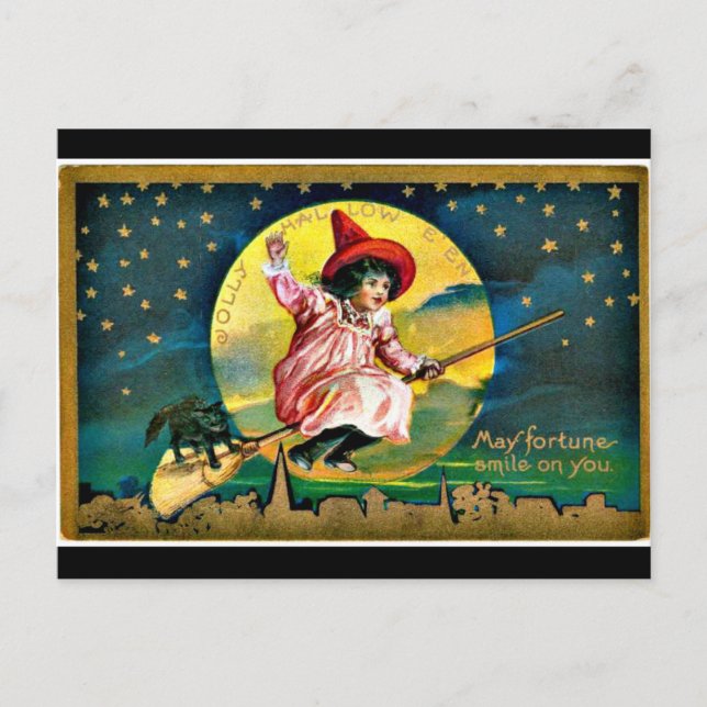 Carte Postale Illustration vintage d'Halloween (Devant)