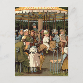 Carte Postale Illustration Vintage du carrousel