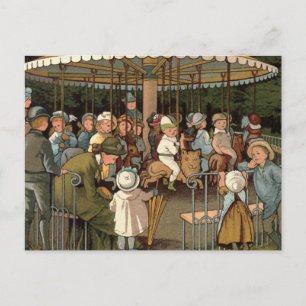 Carte Postale Illustration Vintage du carrousel