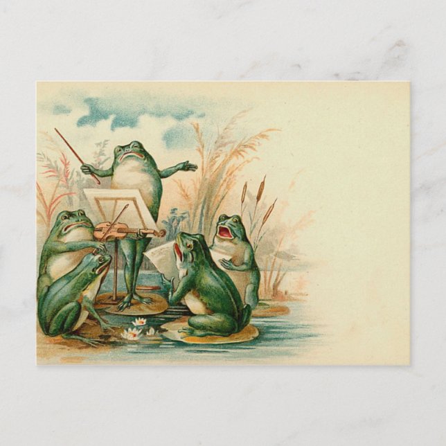 Carte Postale Illustration Vintage du choeur de grenouilles (Devant)