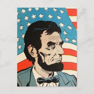 Carte Postale Illustration vintage du drapeau américain avec Abr