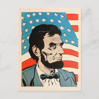 Carte Postale Illustration vintage du drapeau américain avec Abr