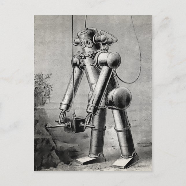 Carte Postale Illustration vintage du fond de plongée (Devant)