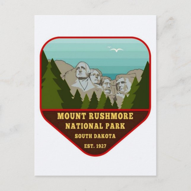 Carte Postale Illustration vintage du mont Rushmore (Devant)