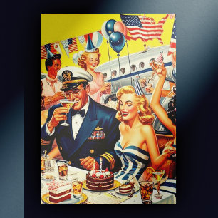 Carte Postale Illustration vintage du Parti des années 1950