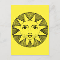 Illustration vintage du soleil souriant céleste