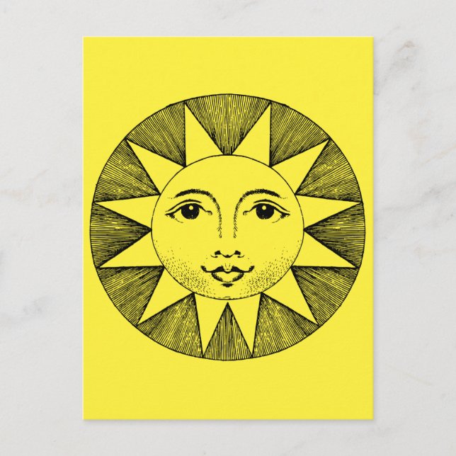 Carte Postale Illustration vintage du soleil souriant céleste (Devant)