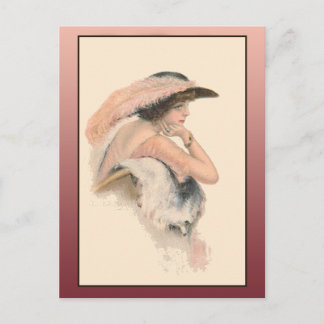 Carte Postale Illustration vintage d'une belle femme
