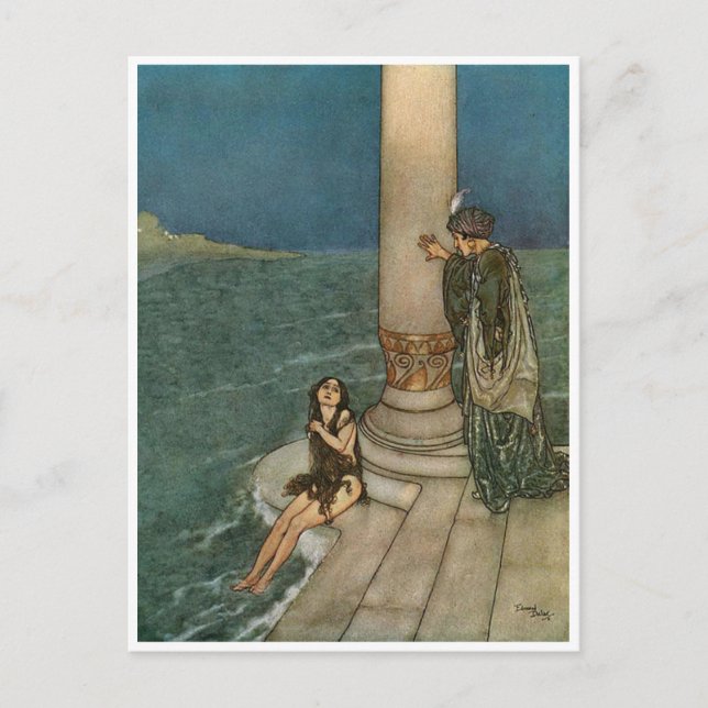 Carte Postale Illustration vintage Edmund Dulac Little Mermaid (Devant)