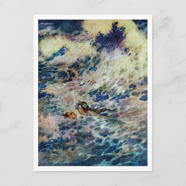 Carte Postale Illustration vintage Edmund Dulac Little Mermaid (Devant)