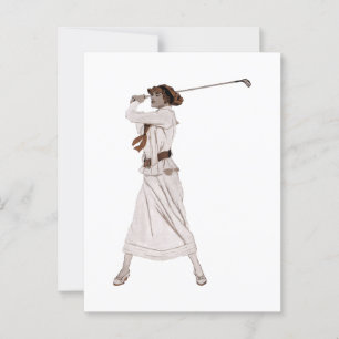 Carte Postale Illustration vintage golfeuse