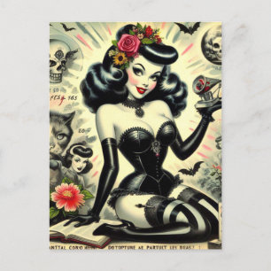 Carte Postale Illustration vintage Goth Girl