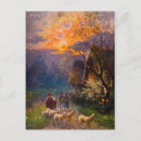 Illustration vintage, Hondage De Moutons À La Nuit