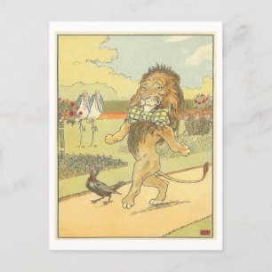 Carte Postale Illustration vintage Lion dansant avec Bowtie